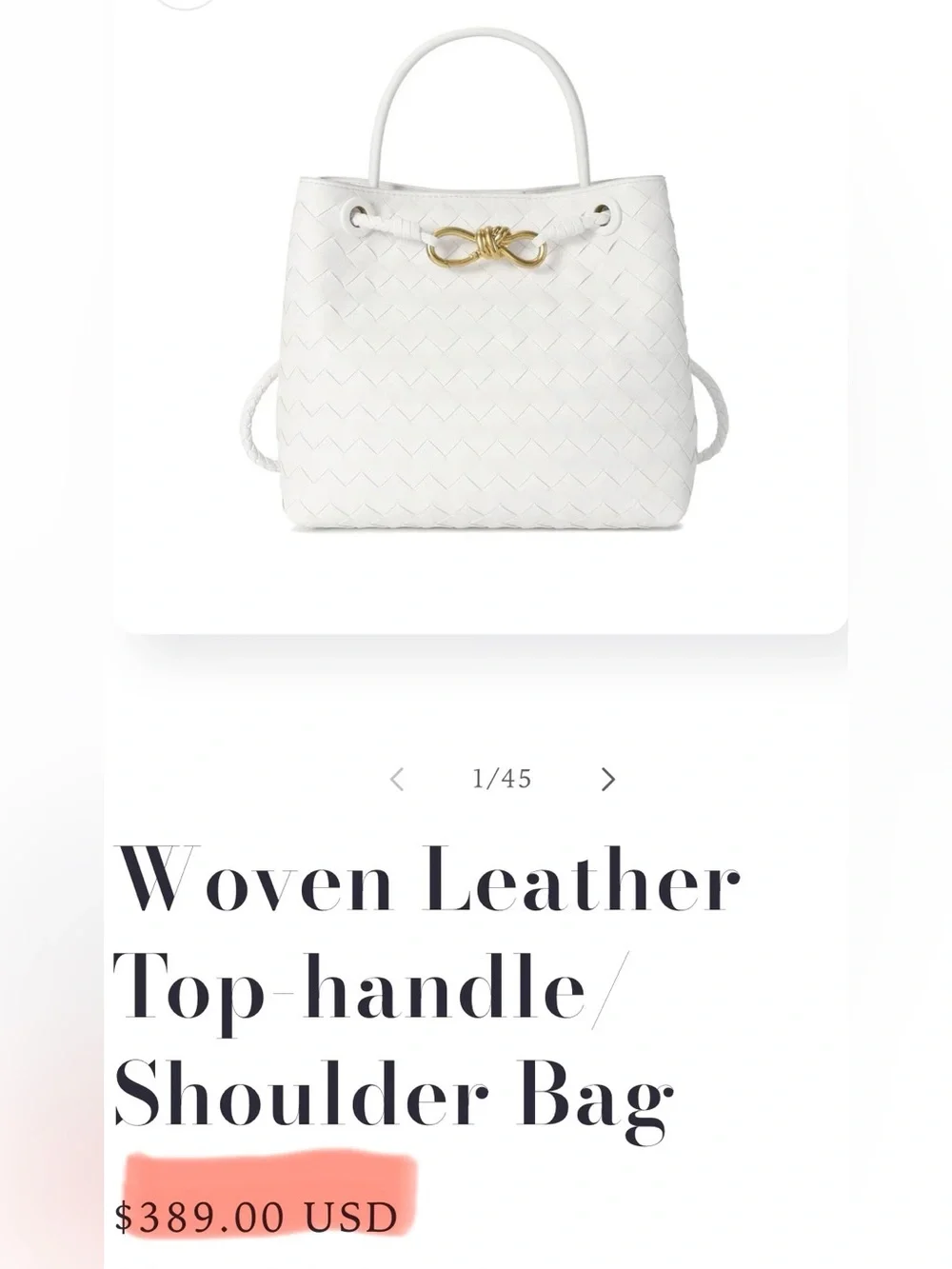 Tiffany & Fred Paris Woven Genuine Leather Satchel Crossbody Bag White NWT